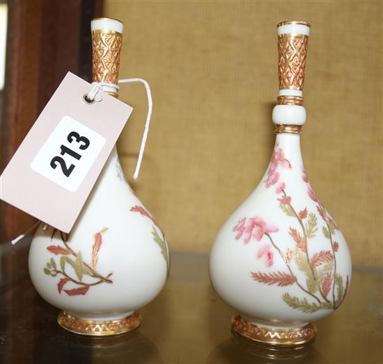 Pair Royal Worcester blush ivory bottle vases
